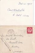 Cecil Warburton, Scientist and Scientific Writer on Insects, Signed Card 1955. Good condition. All