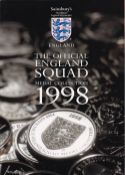 England Squad 1998, Official Medal Album Containing 24 Signatures inc: Southgate Keown Adams Neville