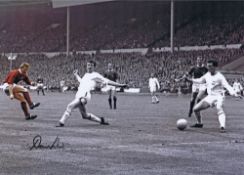 Autographed Denis Law 16 X 12 Photo - Colz, Depicting The Manchester United Centre-Forward Scoring