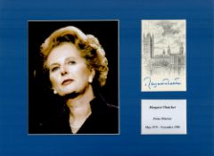 Margaret Thatcher 16x12 inch overall mounted signature piece includes signed Houses of Parliament