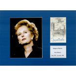 Margaret Thatcher 16x12 inch overall mounted signature piece includes signed Houses of Parliament