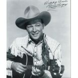 Singer and Actor, Roy Rogers signed 10x8 inch black and white photograph. Rogers (November 5, 1911 –