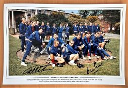 Football, Martin Peters and Sir Geoff Hurst signed 12x18 colour photograph picturing the 1966