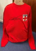 Football, Geoff Hurst signed red retro England World Cup Winners shirt. With a clear signature in