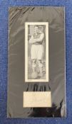 Football, Ted Drake vintage 18x9 matted signature piece featuring a black and white newspaper
