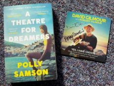 Polly Samson and David Gilmour collection featuring a signed CD and paperback book. Gilmour and