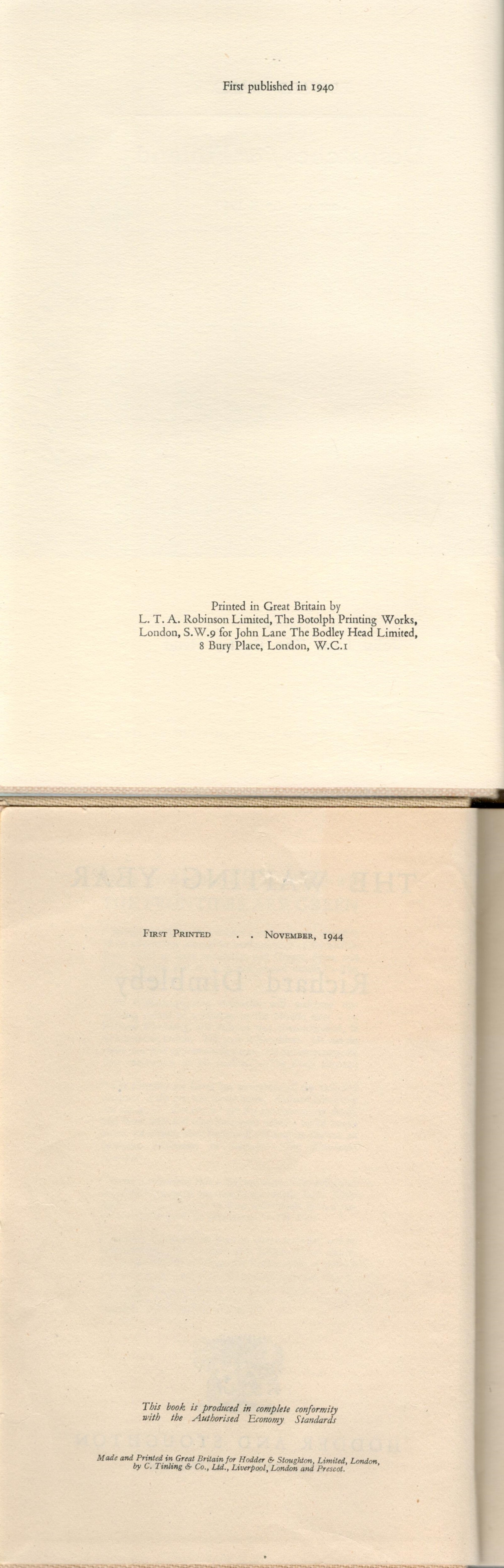 Richard Dimbleby signed first edition hardback book titled The Waiting Year dated 1944 and Edward - Image 6 of 6