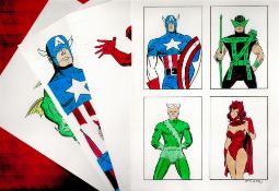 Dick Ayers signed collection four 12x8 inch animated prints includes Marvels The Avengers and Dare