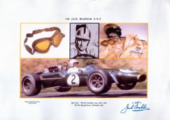 Sir Jack Brabham O.B.E signed 16x12 inch limited edition print no25 of 50 worldwide copies. Good
