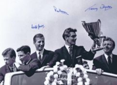 Autographed Tottenham 16 X 12 Photo - B/W, Depicting Ron Henry Holding The European Cup Winners