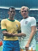 Football, Carlos Alberto signed 12x16 colour photograph pictured before England and Brazil's 1970