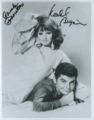 Actors, Paula Prentiss and Richard Benjamin signed 10x8 inch black and white photograph. From 1967