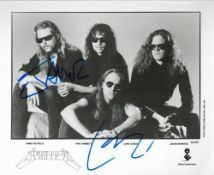 James Hetfield and Lars Ulrich signed Metallica 10x9 black and white photo. Good condition. All