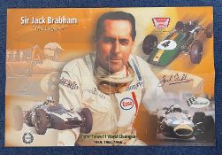 Formula One Driver, Jack Brabham signed 14x21 colour poster signed in blue marker pen. This lovely