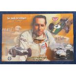Formula One Driver, Jack Brabham signed 14x21 colour poster signed in blue marker pen. This lovely