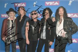 Aerosmith multisigned 12x8 inch colour photo signed by all five band members including Steve