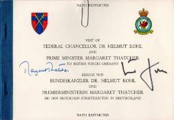 Margaret Thatcher and Helmut Kohl signed NATO restricted booklet visit to British Forces Germany