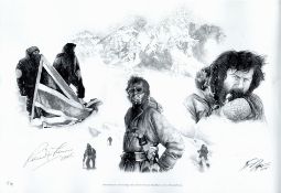 Ranulph Fiennes signed 17x12 montage black and white limited edition print 18/50 signed in pencil