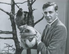 Broadcaster, David Attenborough signed 10x8 inch black and white photograph. Signed in black