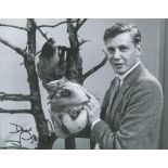 Broadcaster, David Attenborough signed 10x8 inch black and white photograph. Signed in black