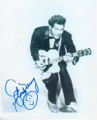 Father of Rock and Roll, Chuck Berry signed 10x8 inch black and white photograph signed in blue