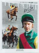 Horse Racing Lester Piggott signed 16x12 inch colourised montage print pictured with the legendary