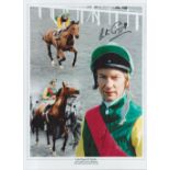 Horse Racing Lester Piggott signed 16x12 inch colourised montage print pictured with the legendary