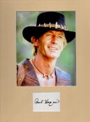Paul Hogan 16x12 inch overall Crocodile Dundee mounted signature piece includes signed album page
