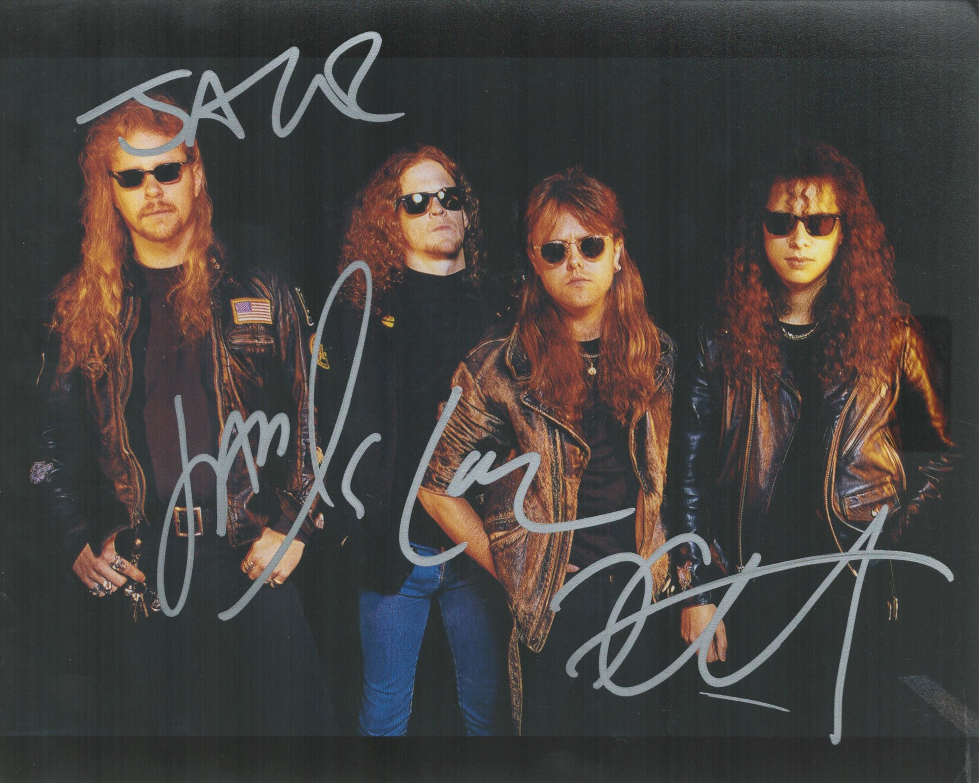 Metallica multi signed 10x8 inch colour photo signed by four band members. Good condition. All