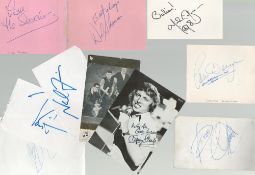 Music signature collection of signed album pages, photographs, concert tickets and cards. This large