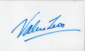 Valerie Leon Signed 5x3 White Autograph Album Page. Great Signature, Good condition. All