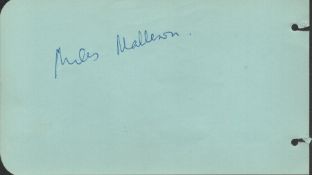 Miles Malleson (Doctor in The Brides of Dracula) Signed 6x3 Autograph Page. On Reverse is further