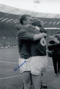 Autographed Pat Crerand 12 X 8 Photo B/W, Depicting The Manchester United Midfielder And Team Mate