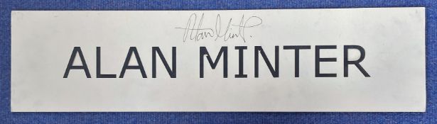 British Boxer Alan Minter Signed Personal Named Black and White Mount. Measures 24x6 Overall. Good