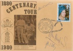 Cricket. 3 Signed Centenary Tour 1880 1980 FDC. Signatures include Alan Butcher, Peter Willey and