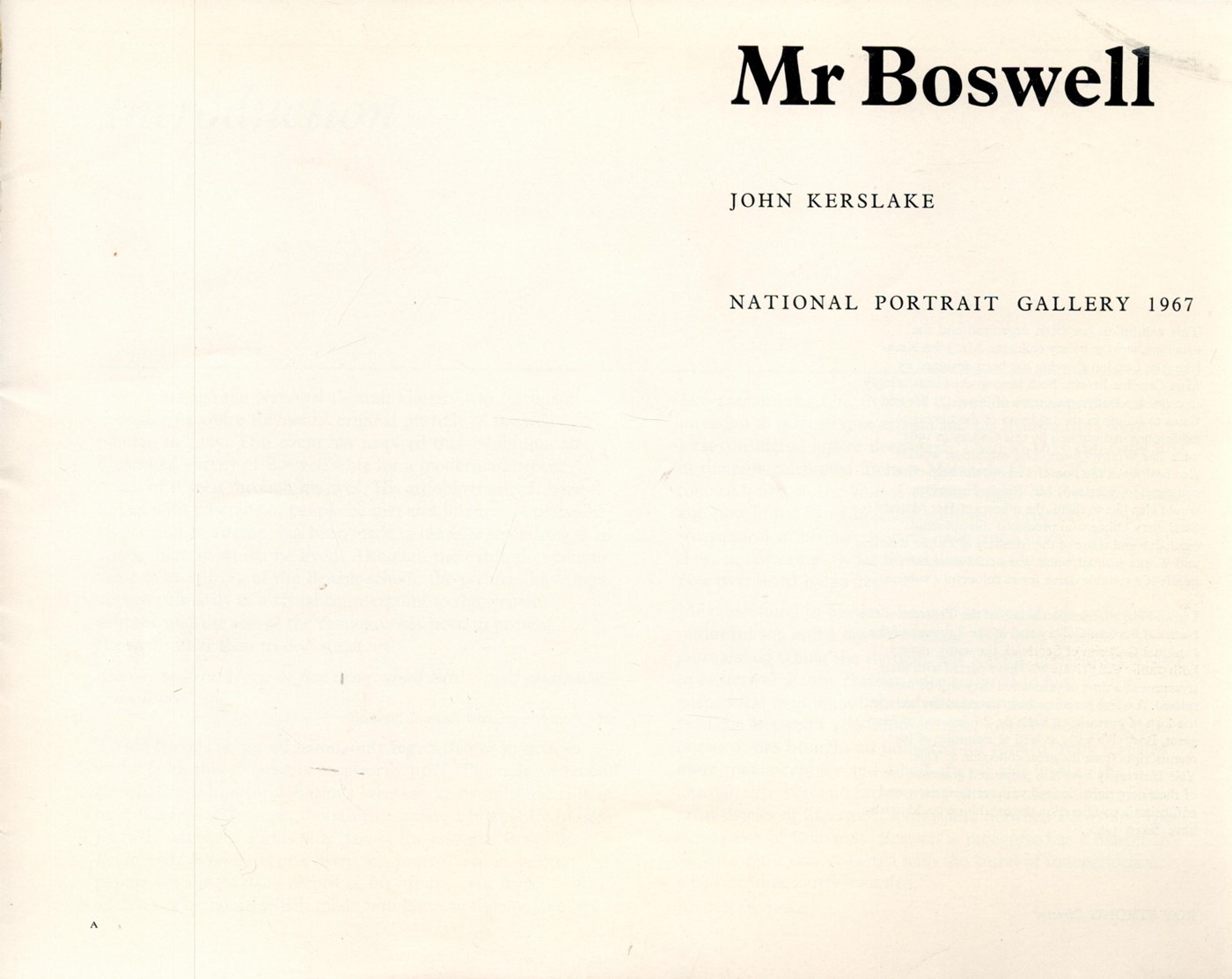 Mr Boswell by John Kerslake Softback Book 1967 First Edition Catalogue published by The National - Image 2 of 3