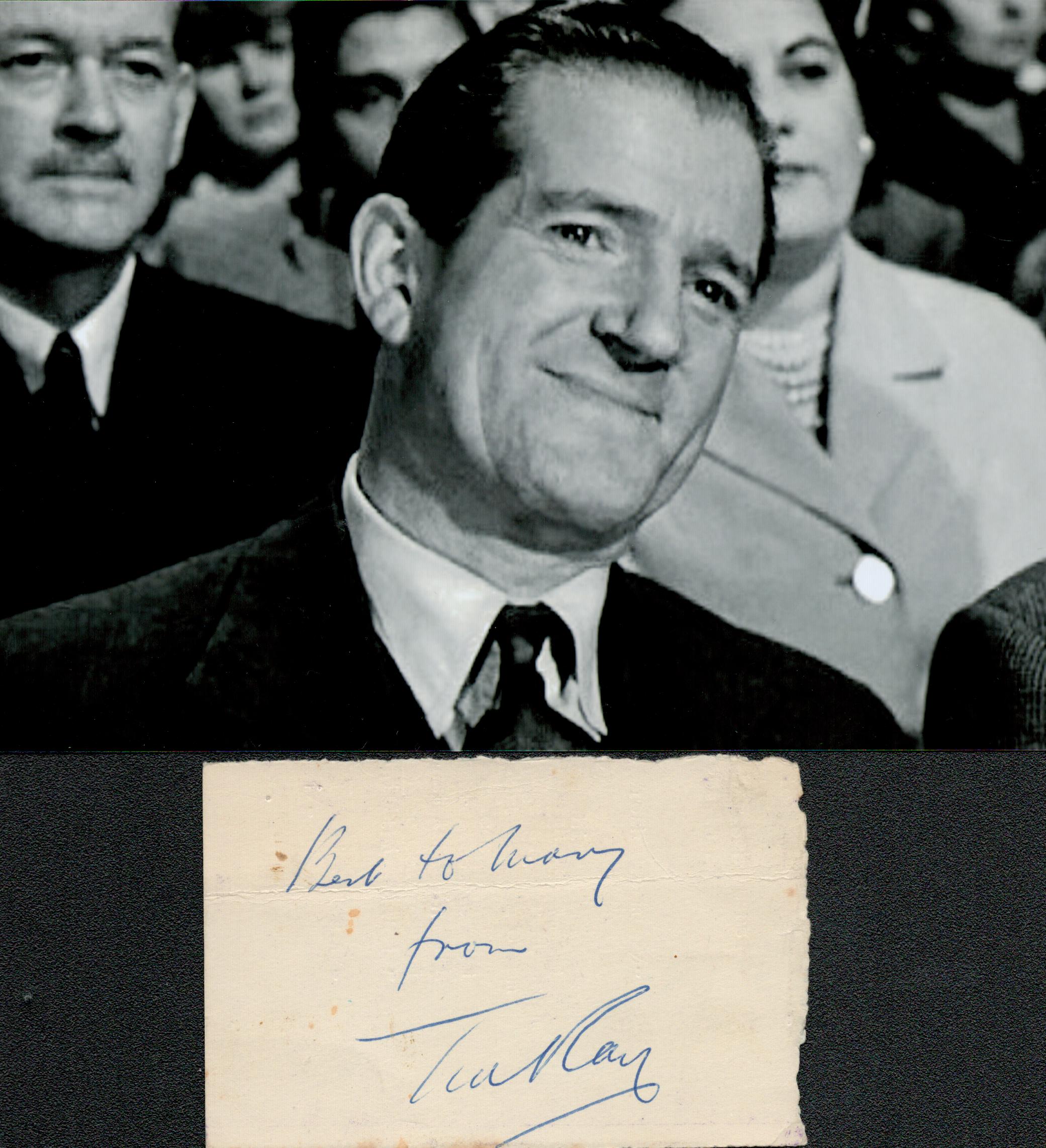 Ted Ray (1905 1977) Comedian Signed Vintage Card With Photo. Good condition. All autographs come