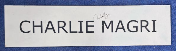 British Boxer Charlie Magri Signed Personal Named Black and White Mount. Measures 24x6 Overall. Good