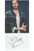 Singer, Hozier signature piece featuring a 10 x8 colour photograph and a signed card. The white card