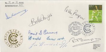 Rare Cricket 7 Signed Bicentenary 1787 1987 FDC. Signatures include Bob Taylor, Reg Simpson, Peter