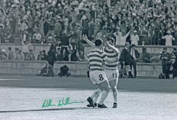 Autographed Willie Wallace 12 X 8 Photo B/W, Depicting Wallace And His Celtic Team Mate Bobby Lennox