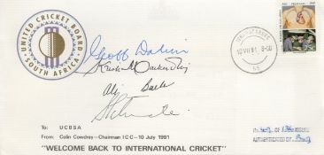 Cricket 4 South African Players Signed United Cricket Board First Day Cover. Signatures include