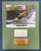 Martin Kemp Signed Signature Card With The Krays Colour Film Promo Flyer. Also a Name Plaque.
