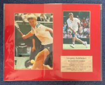 Yevgeny Kafelnikov Signed Colour Newspaper Page with Tennis Bio and 1 other colour photo. Mounted
