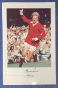 Football Denis Law 19x12 signed colour print pictured during his playing days with Manchester