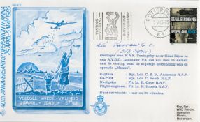 WW2 Kenneth Farrow GC Signed Operation Manna 40th Anniversary FDC. Rotterdam Postmark with Nederland