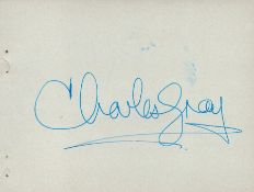 Charles Gray (Mocata in The devil rides out) Signed 6x4 Autograph Album Page. Great Signature.