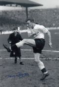 Autographed Terry Dyson 12 X 8 Photo B/W, Depicting The Tottenham Winger Striking A Wonderful Full