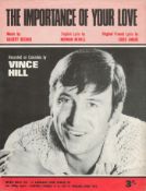 Vince Hill Singer Signed 'The Importance Of Your Love' Vintage Sheet Music. Good condition. All