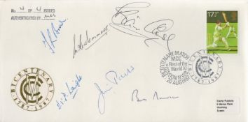Rare Cricket 6 Signed Bicentenary 1787 1987 FDC. Signings include Brian Close, Bob Barber, Jim